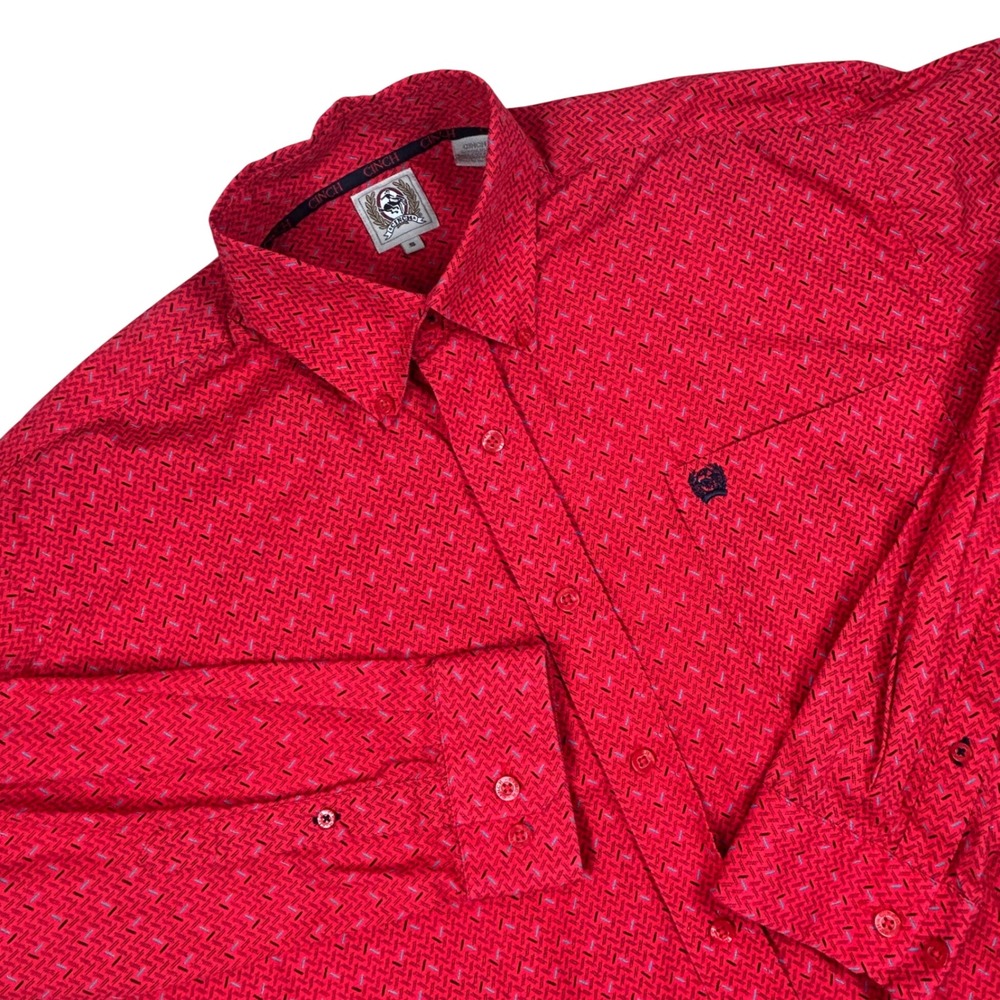 Cinch Button Down Shirt Mens Small Red Western Cowboy Rodeo Cotton